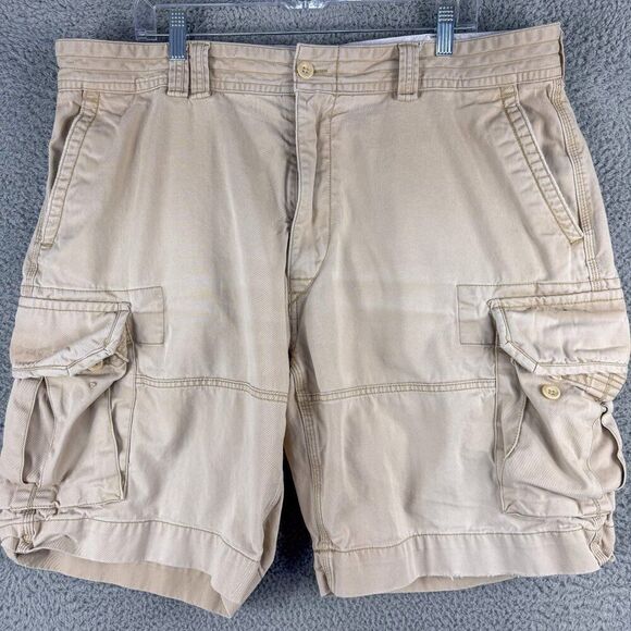 VTG Polo‎ Ralph Lauren Cargo Shorts Mens 40 Tan Baggy Loose 90s Y2K Skate Hike - Picture 1 of 14